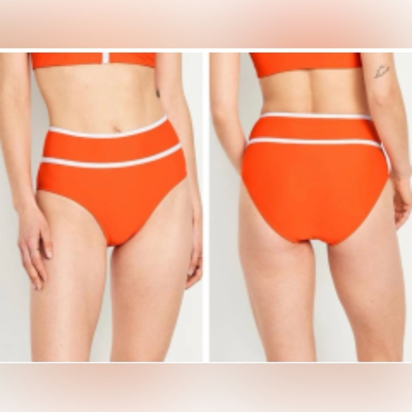 High-Waisted Orange Bikini Bottoms - Picture 1 of 5